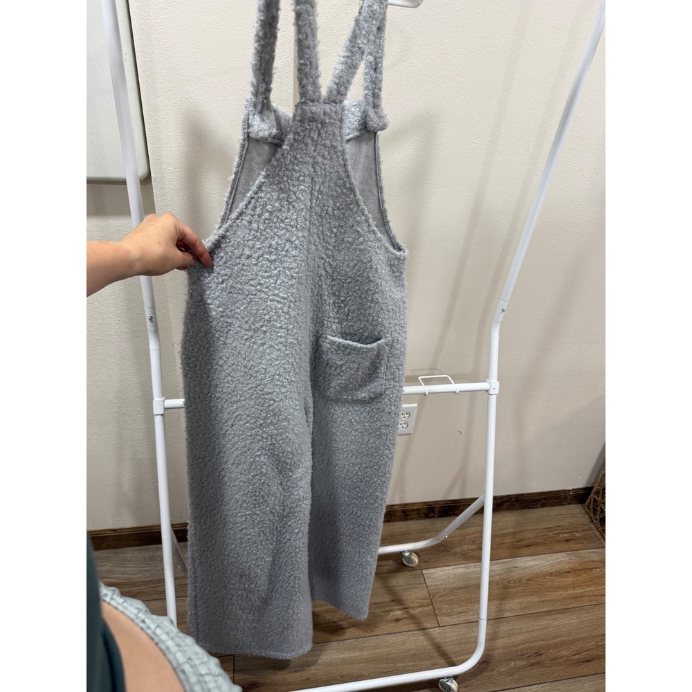 Halara Grey Boucle Knit Wide Leg Overalls Adjustable Strap Jumpsuit Womens XS - Picture 3 of 3